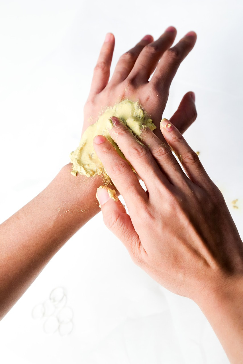 hands with natural scrub